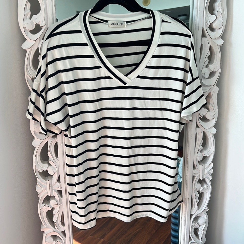 Black and white striped tunic